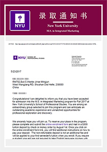 紐約大學市場營銷專業錄取案例